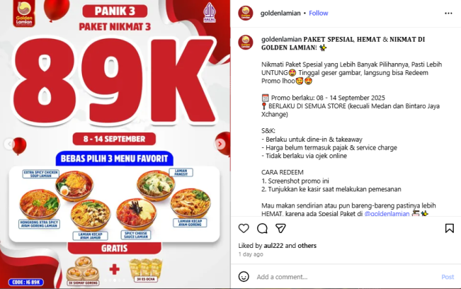 Promo Golden Lamian (Instagram)